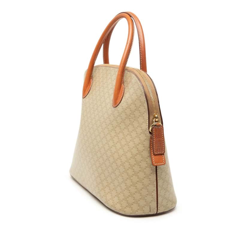 Celine Macadam Coated Canvas Dome Satchel Beige Good condition - Back View