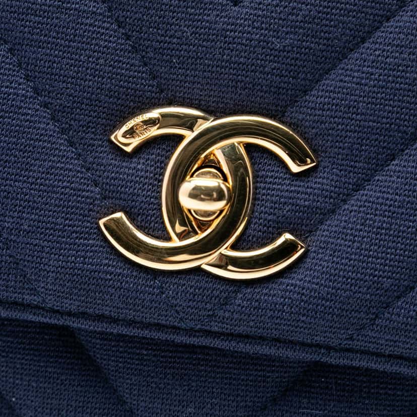 Chanel Small Chevron Jersey Trendy CC Top Handle Flap Blue Very good condition - Box View