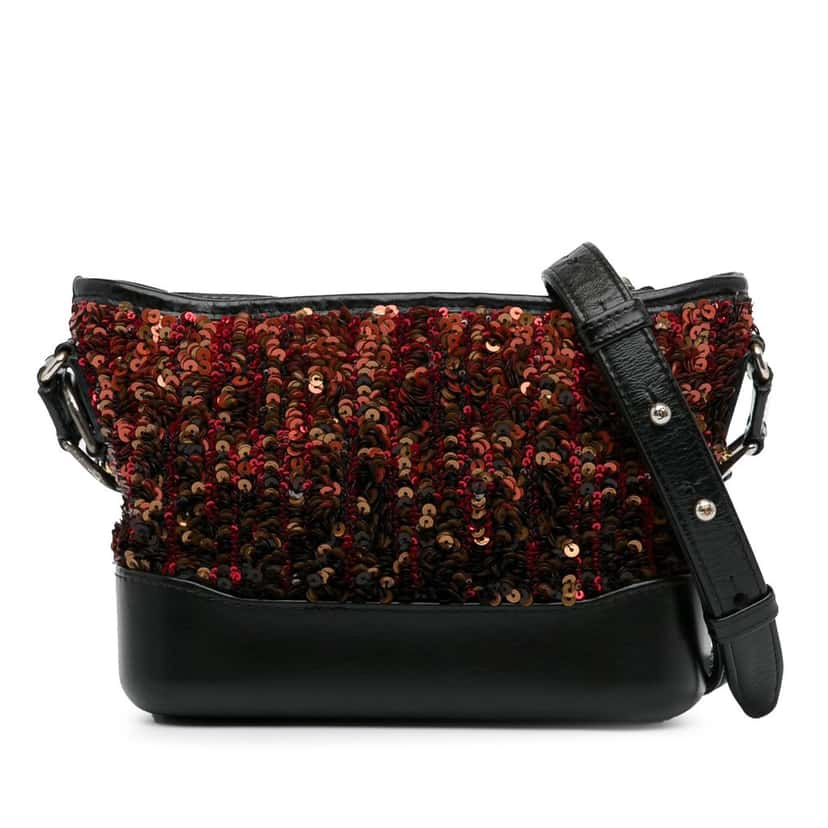 Chanel Small Sequin Gabrielle Crossbody Brown Leather Very good condition - Front View