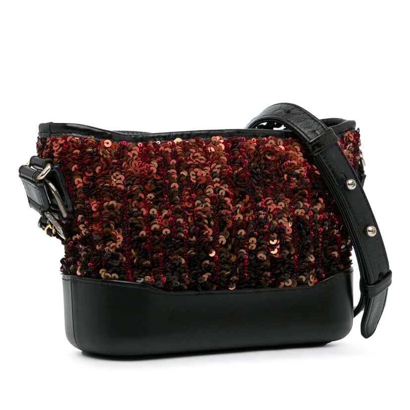 Chanel Small Sequin Gabrielle Crossbody Brown Leather Very good condition - Back View
