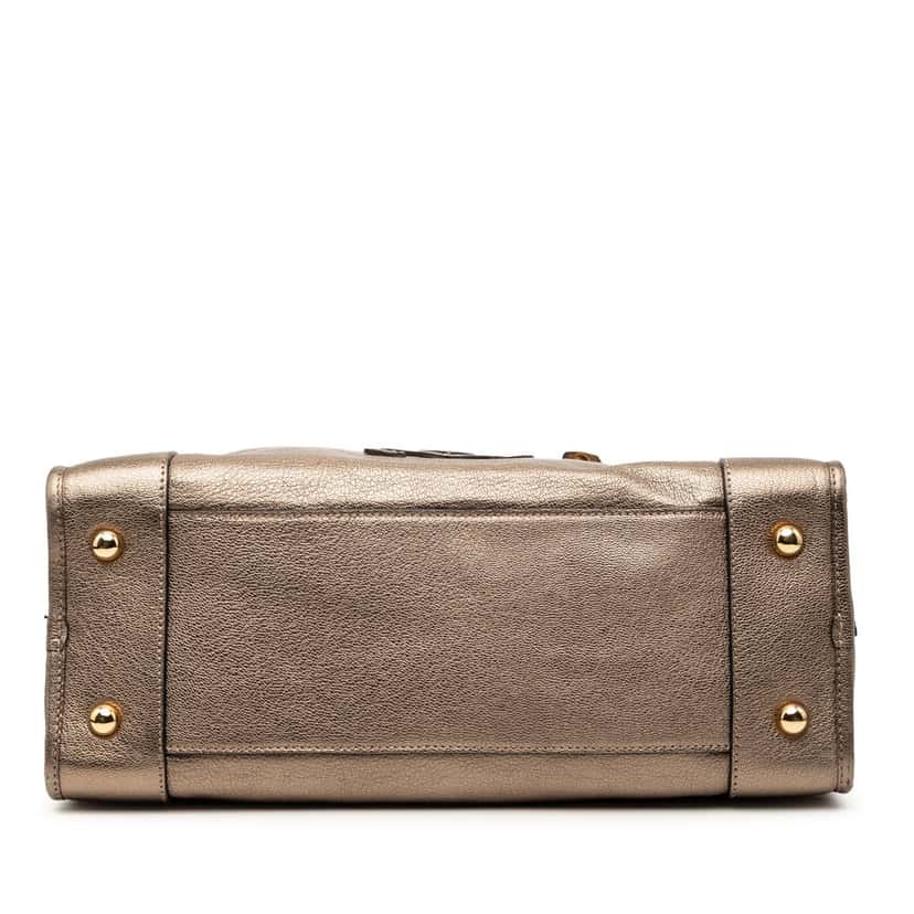 LOEWE Metallic Goatskin Amazona 36 Gold Leather Very good condition - Inside View