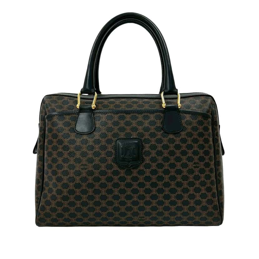 Celine Macadam Coated Canvas Handbag Brown Very good condition - Front View