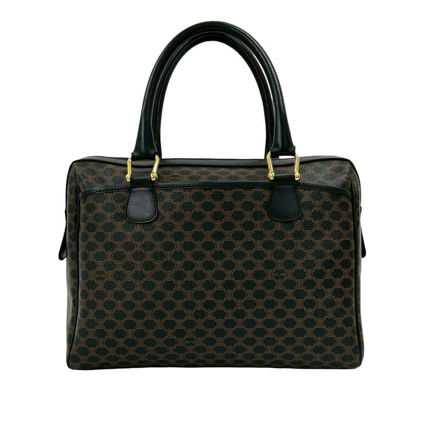 Celine Macadam Coated Canvas Handbag Brown Very good condition - Back View