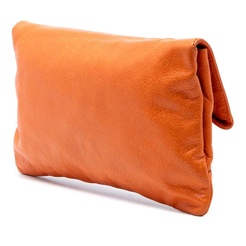 Balenciaga Lambskin Motocross Giant 12 Envelope Clutch Orange Leather Very good condition - Back View