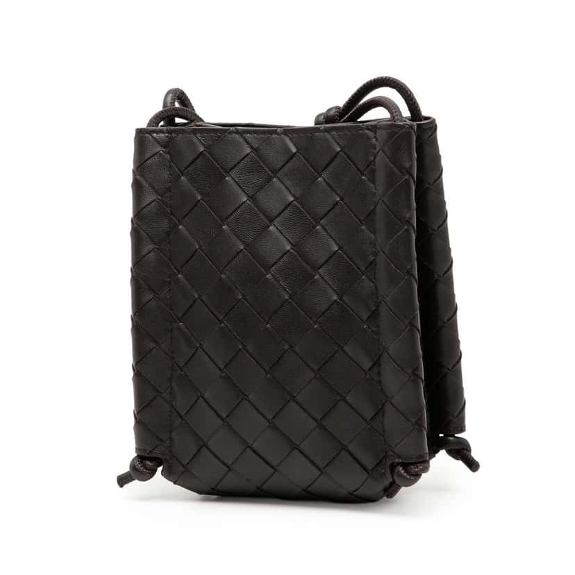 Bottega Veneta Mini Nappa Intrecciato The Knot Crossbody Brown Leather Very good condition - Back View