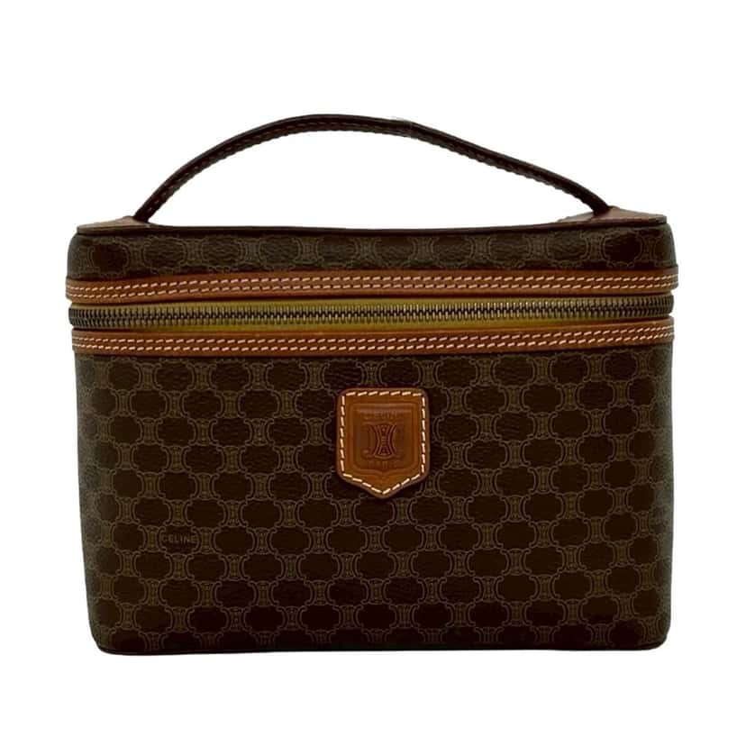 Celine Macadam Coated Canvas Vanity Bag Brown Very good condition - Front View