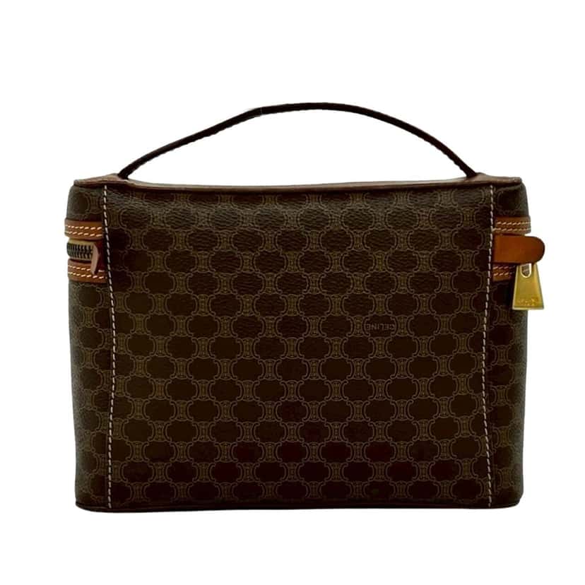 Celine Macadam Coated Canvas Vanity Bag Brown Very good condition - Back View