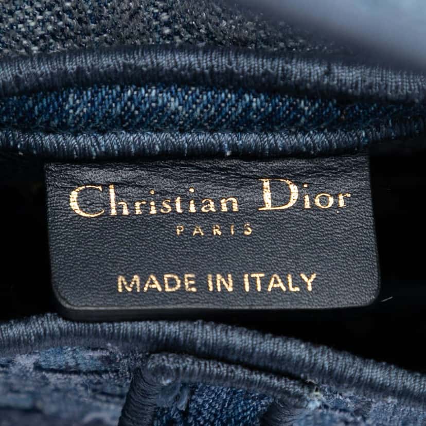 Dior Oblique Embroidered Denim Saddle Bag Blue Very good condition - Box View