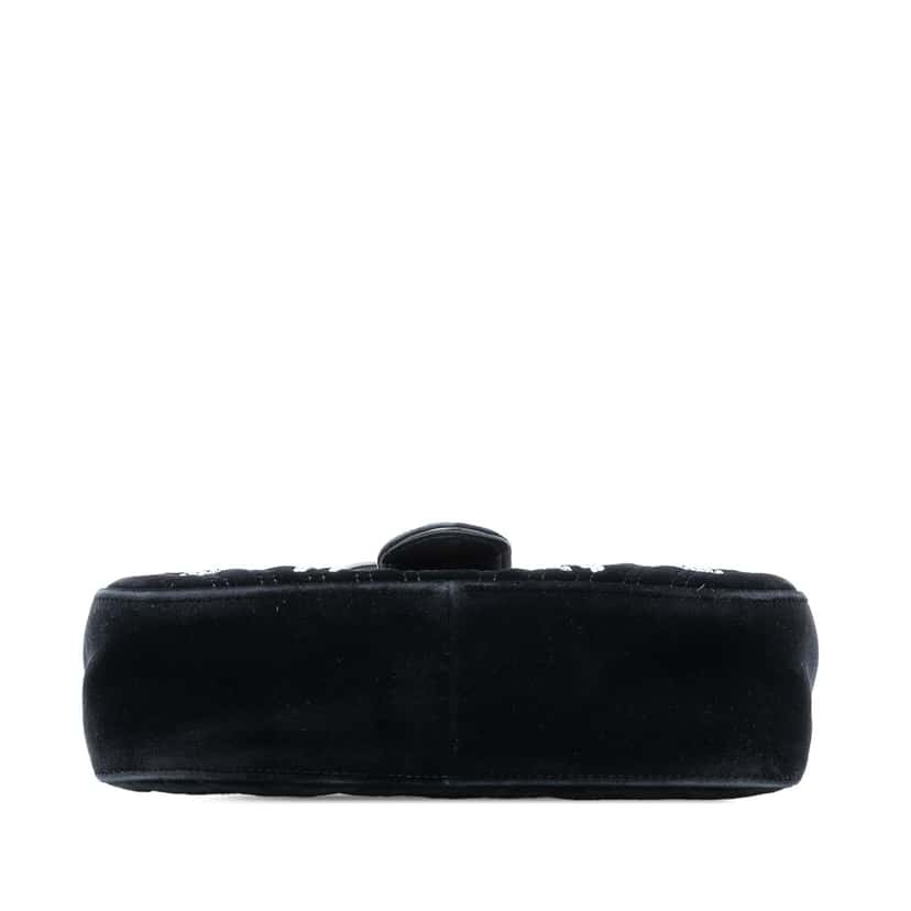 Gucci Medium GG Marmont Matelasse Velvet Crystal Embellished Shoulder Bag Black Very good condition - Inside View