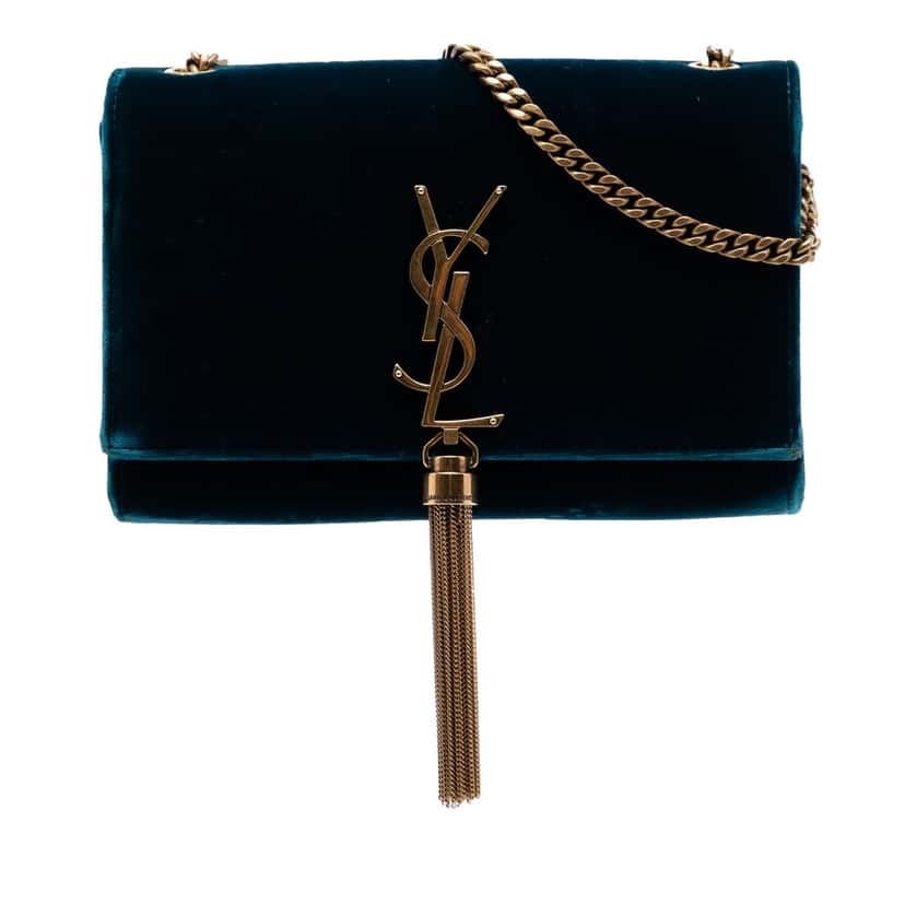 Saint Laurent Small Velvet Monogram Kate Tassel Crossbody