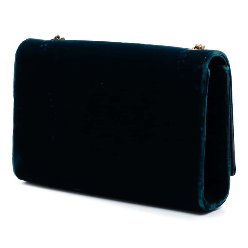 Saint Laurent Small Velvet Monogram Kate Tassel Crossbody Blue Very good condition - Back View