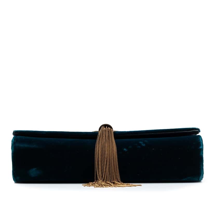 Saint Laurent Small Velvet Monogram Kate Tassel Crossbody Blue Very good condition - Inside View