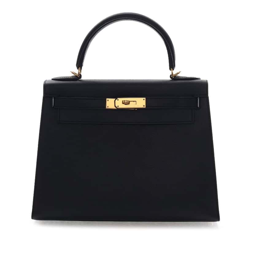 Hermès Epsom Kelly II Sellier 28 Black Leather Very good condition - Front View
