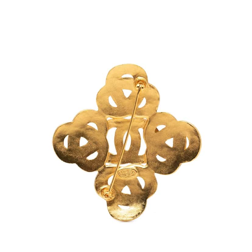Chanel CC Gold Plated Twisted Brooch Gold Metal Very good condition - Back View