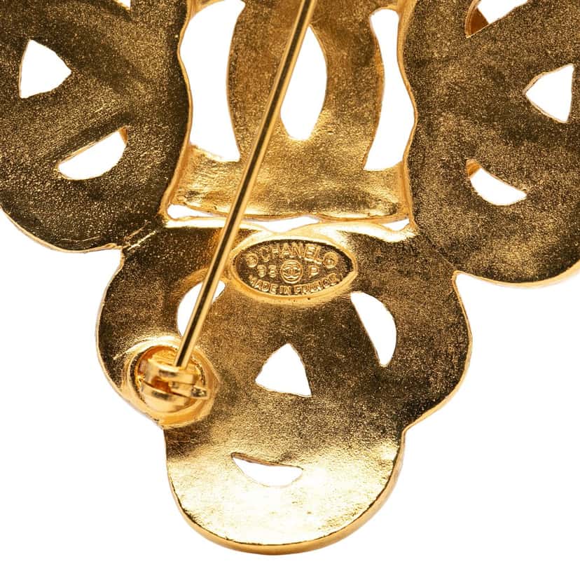 Chanel CC Gold Plated Twisted Brooch Gold Metal Very good condition - Inside View