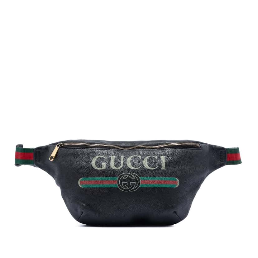 Gucci Leather Logo Web Belt Bag Black Leather Very good condition - Front View