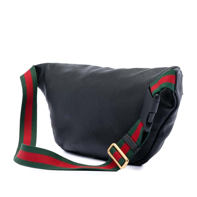 Gucci Leather Logo Web Belt Bag Black Leather Very good condition - Back View