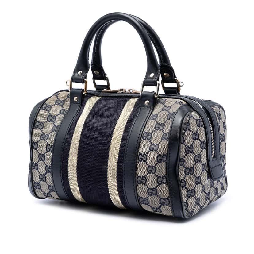 Gucci Small GG Canvas Web Joy Boston Bag Beige Very good condition - Back View