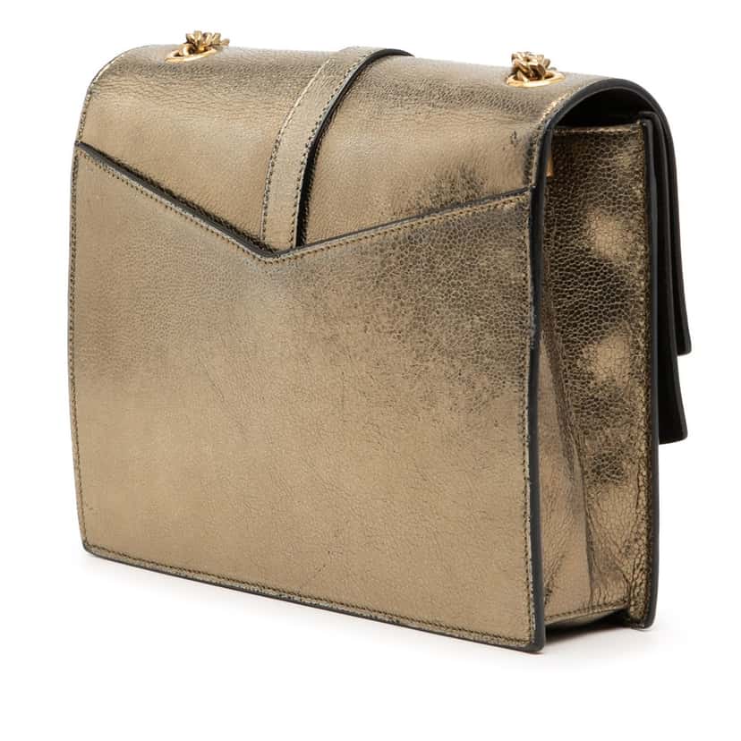 Saint Laurent Medium Metallic Leather Monogram Sulpice Crossbody Brown Leather Very good condition - Back View