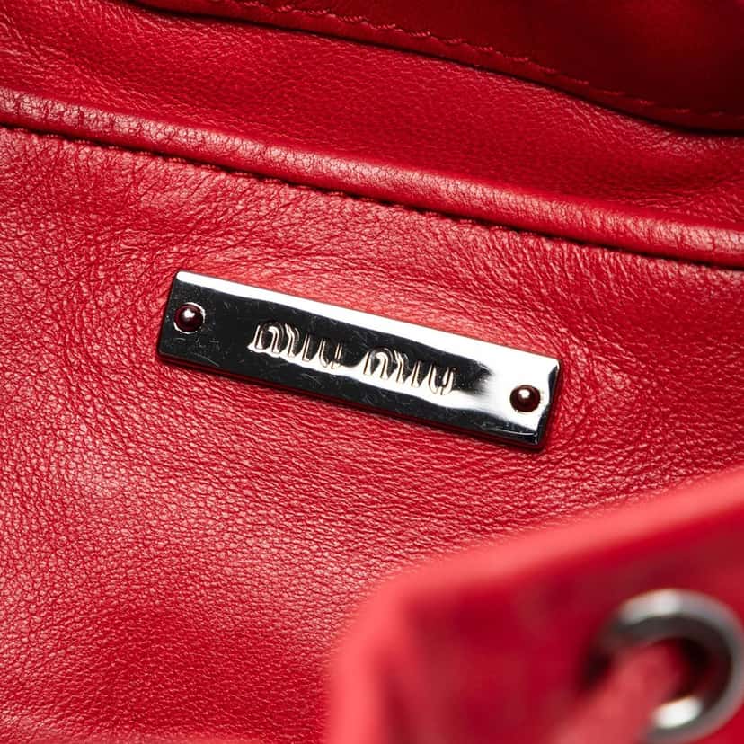Miu Miu Jeweled Nappa Grommet Starlight Bucket Bag Red Leather Very good condition - Box View