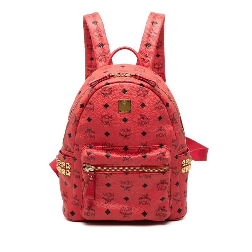 MCM Small Visetos Coated Canvas Stark Backpack Red Very good condition - Front View