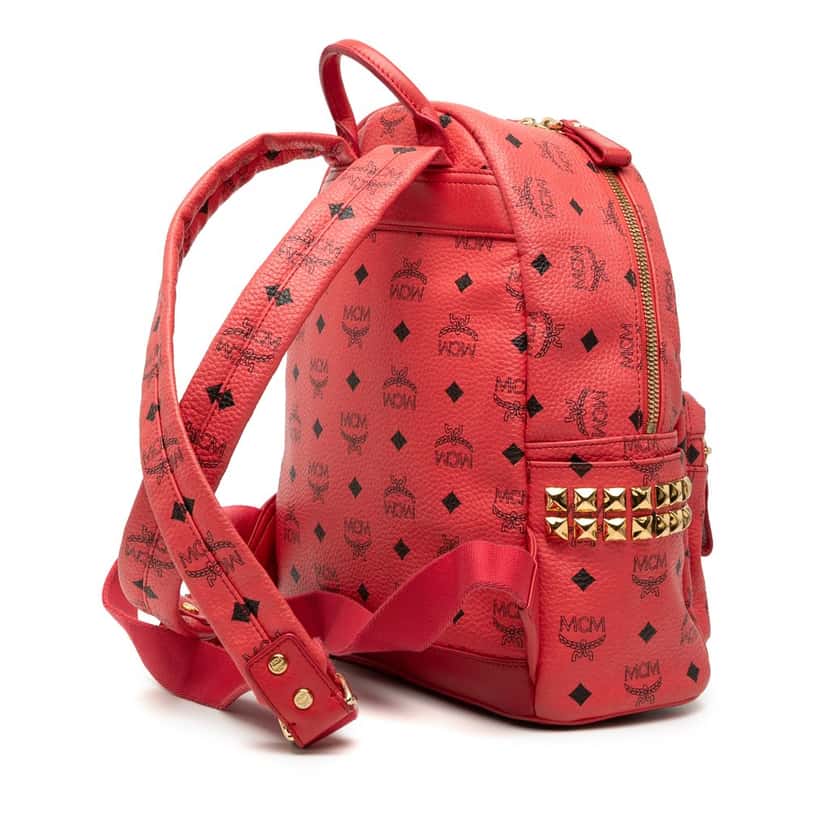 MCM Small Visetos Coated Canvas Stark Backpack Red Very good condition - Back View