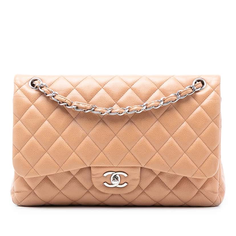 Chanel Jumbo Classic Caviar Double Flap Brown Leather Very good condition - Front View