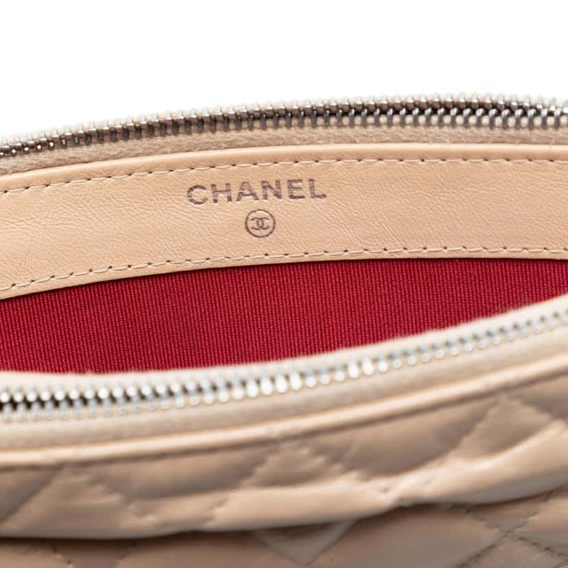 Chanel Bicolor Aged Calfskin Gabrielle Double Zip Clutch with Chain Beige Leather Very good condition - Box View
