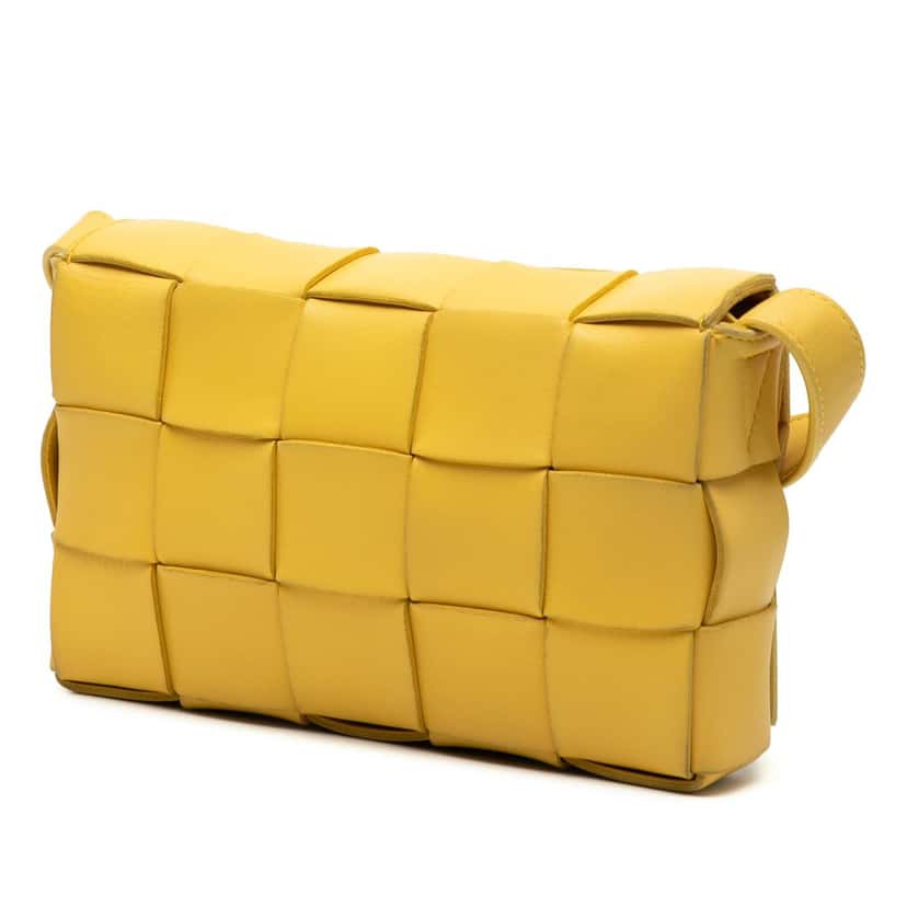 Bottega Veneta Nappa Intrecciato Cassette Crossbody Yellow Leather Very good condition - Back View