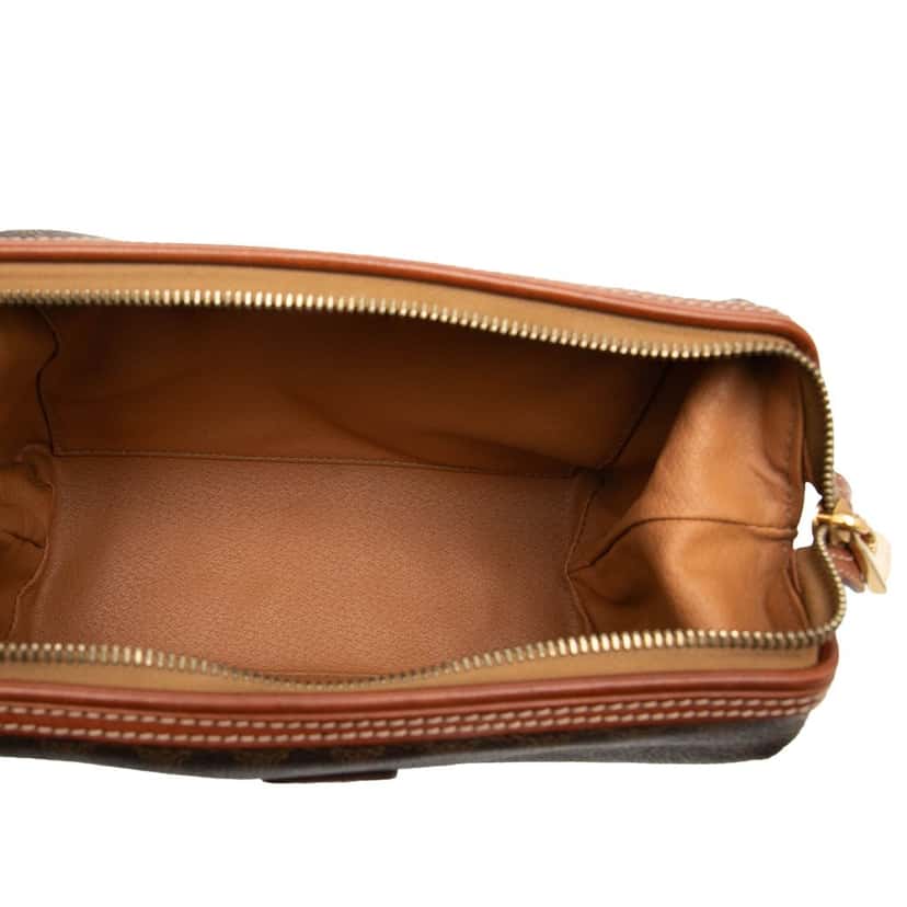 Celine Macadam Coated Canvas Cosmetic Pouch Brown Very good condition - Model View