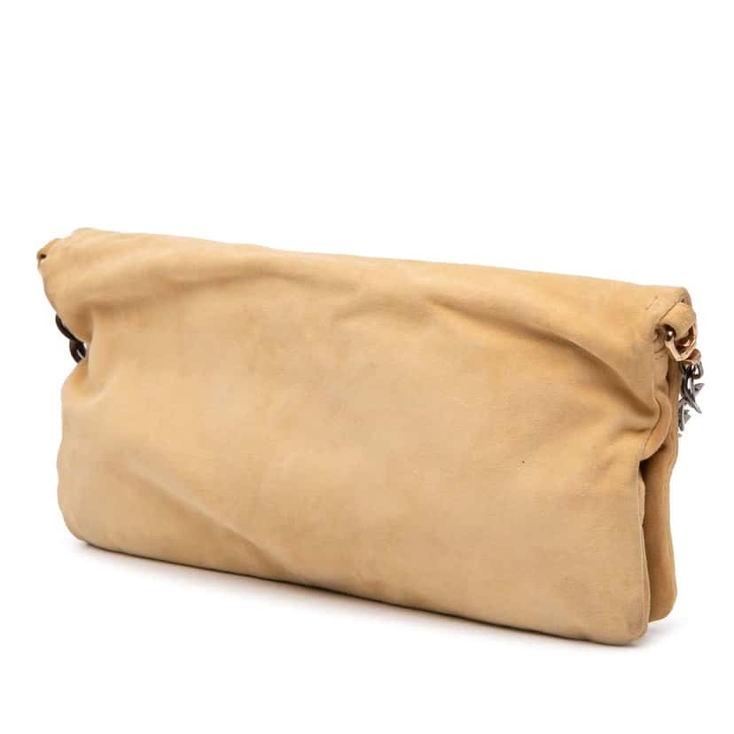 Prada Suede Chain Pochette Beige Leather Very good condition - Back View