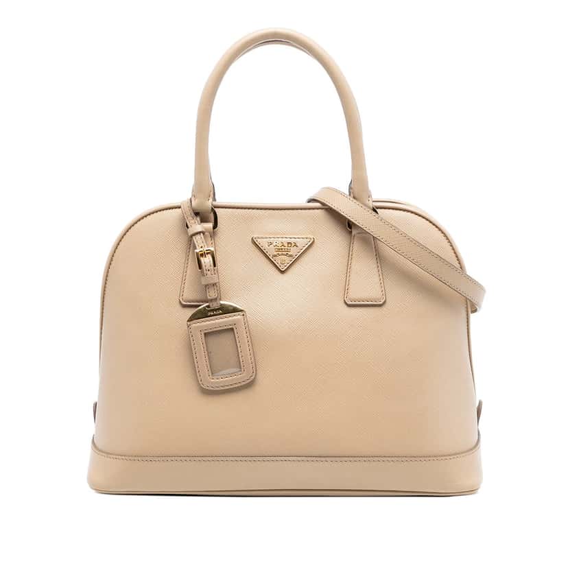 Prada Medium Saffiano Lux Open Promenade Satchel Brown Leather Very good condition - Front View
