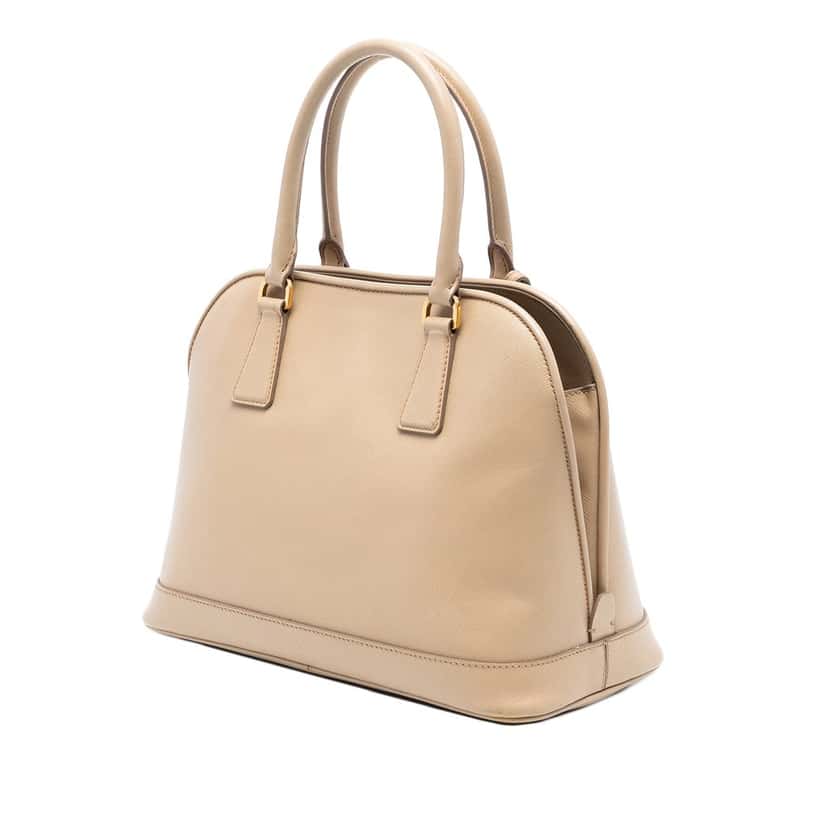 Prada Medium Saffiano Lux Open Promenade Satchel Brown Leather Very good condition - Back View