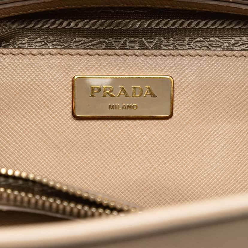 Prada Medium Saffiano Lux Open Promenade Satchel Brown Leather Very good condition - Box View