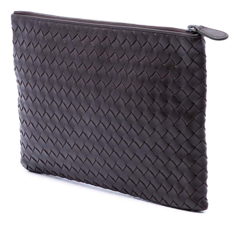 Bottega Veneta Nappa Intrecciato Clutch Brown Leather Very good condition - Back View