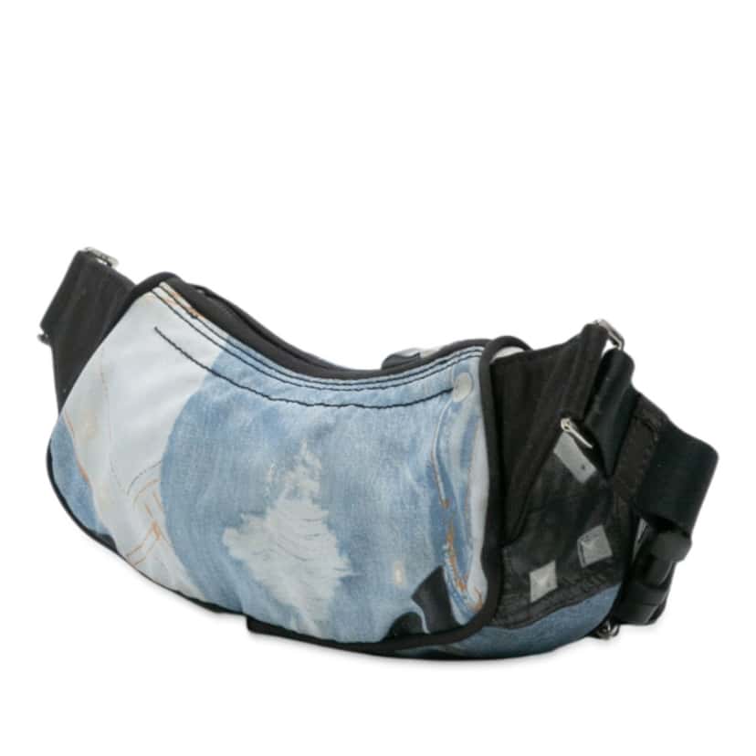 Dior Canvas Printed Denim Crossbody Blue Very good condition - Back View