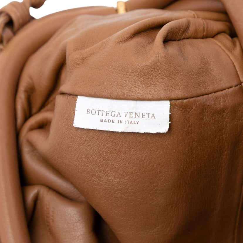 Bottega Veneta Lambskin The Mini Pouch Crossbody Brown Leather Very good condition - Box View