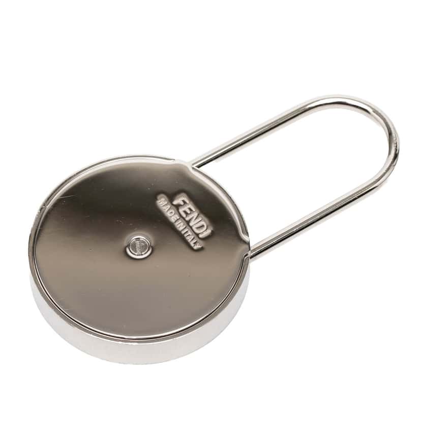 Fendi Silver Plated and Coated Canvas Zucca Key Ring Silver Metal Very good condition - Back View