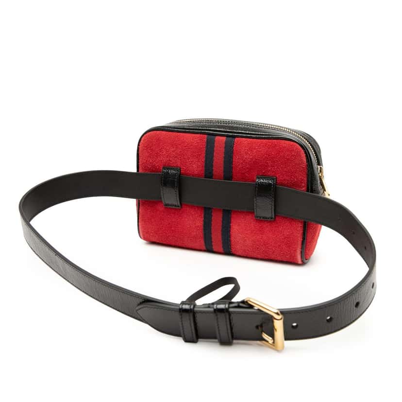 Gucci Small Suede Ophidia Belt Bag Red Leather Very good condition - Back View