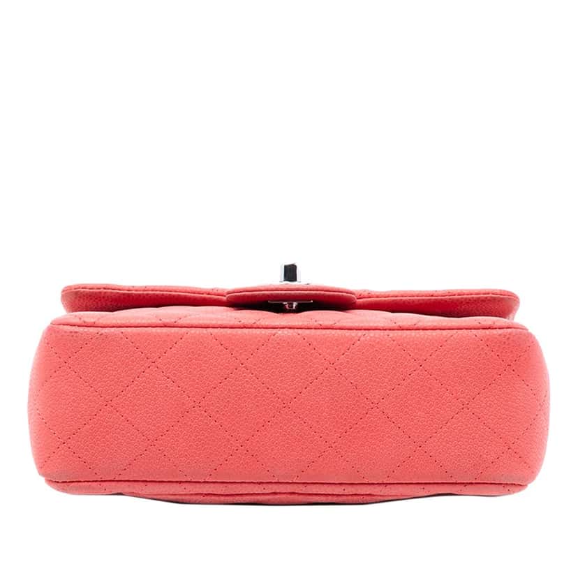 Chanel Mini Rectangular Classic Caviar Single Flap Orange Leather Very good condition - Inside View