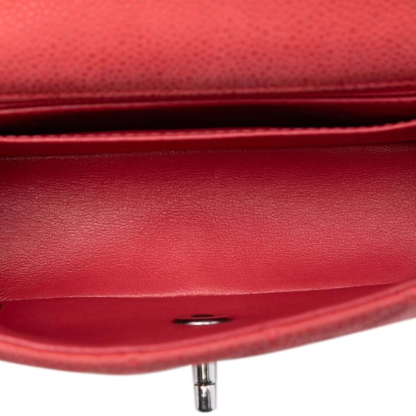 Chanel Mini Rectangular Classic Caviar Single Flap Orange Leather Very good condition - Model View