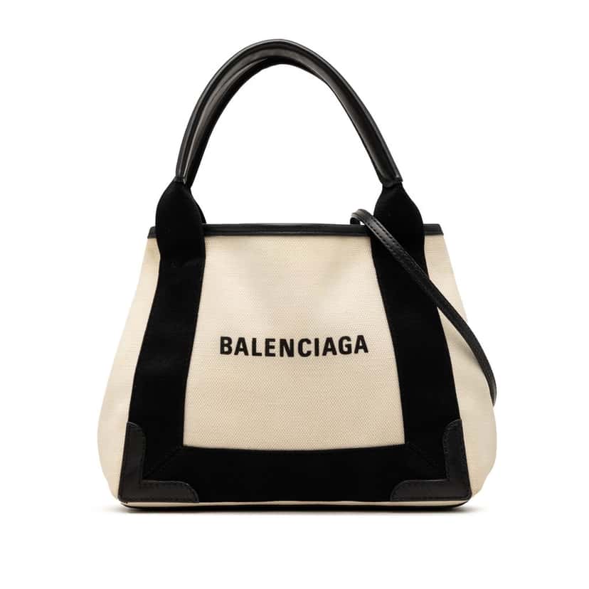 Balenciaga Canvas Navy Cabas XS White Very good condition - Front View