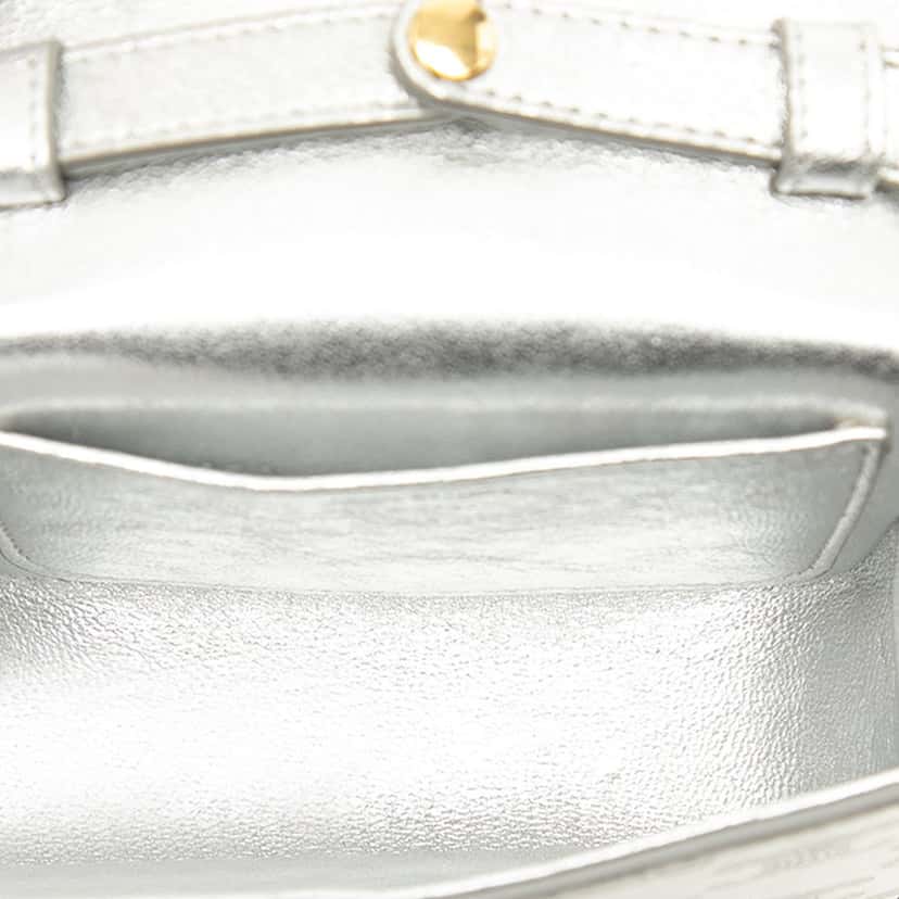 Celine Mini Triomphe Metallic Calfskin Claude Crossbody Silver Leather Very good condition - Model View