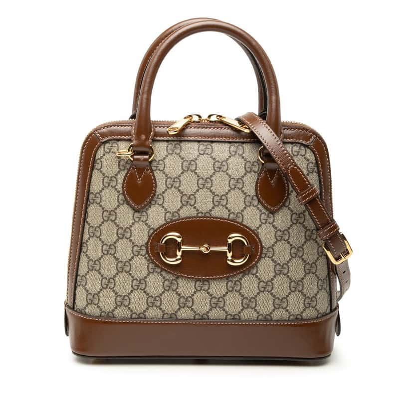 Gucci Small GG Supreme Horsebit 1955 Satchel Beige Very good condition - Front View