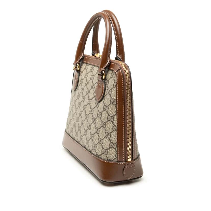 Gucci Small GG Supreme Horsebit 1955 Satchel Beige Very good condition - Back View
