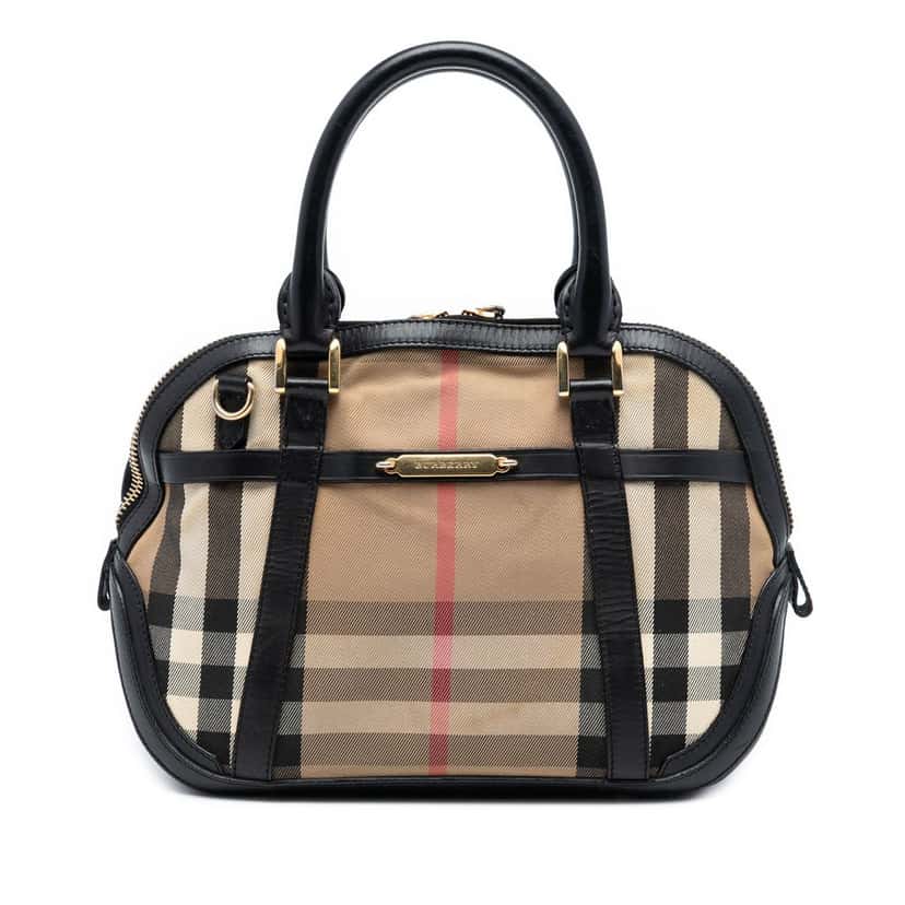 Burberry Small Leather Trimmed House Check Canvas Bridle Orchard Satchel Brown Very good condition - Front View