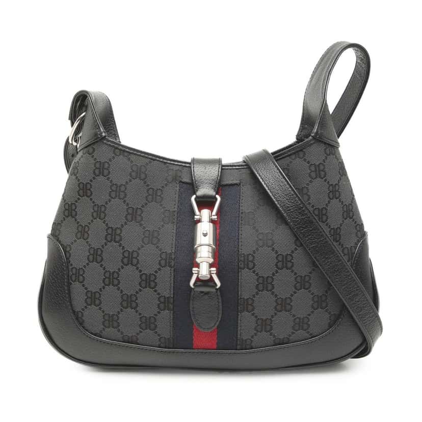 Balenciaga Gucci The Hacker Project Small BB Canvas Web Jackie 1961 Crossbody Black Very good condition - Front View