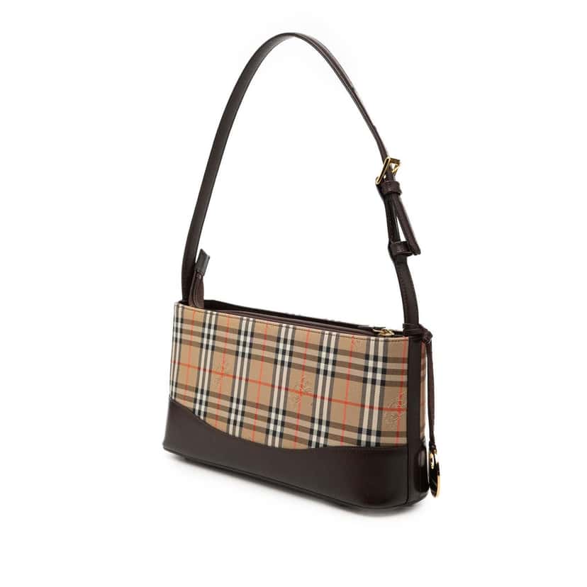 Burberry Haymarket Check Canvas Shoulder Bag Beige Very good condition - Back View