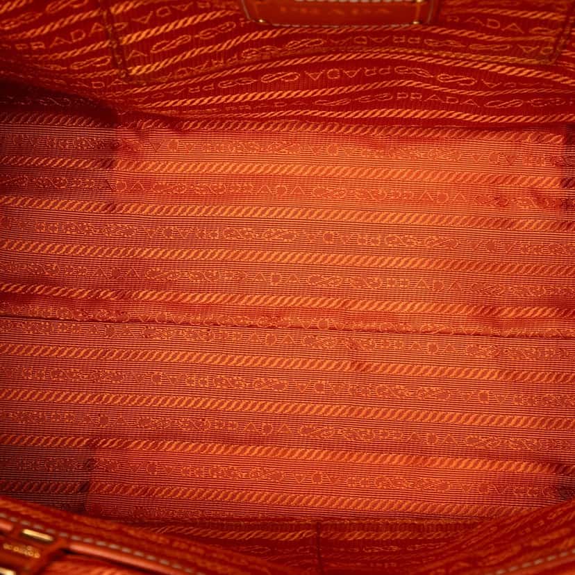 Prada Saffiano Trimmed Canvas Canapa Satchel Beige Very good condition - Model View