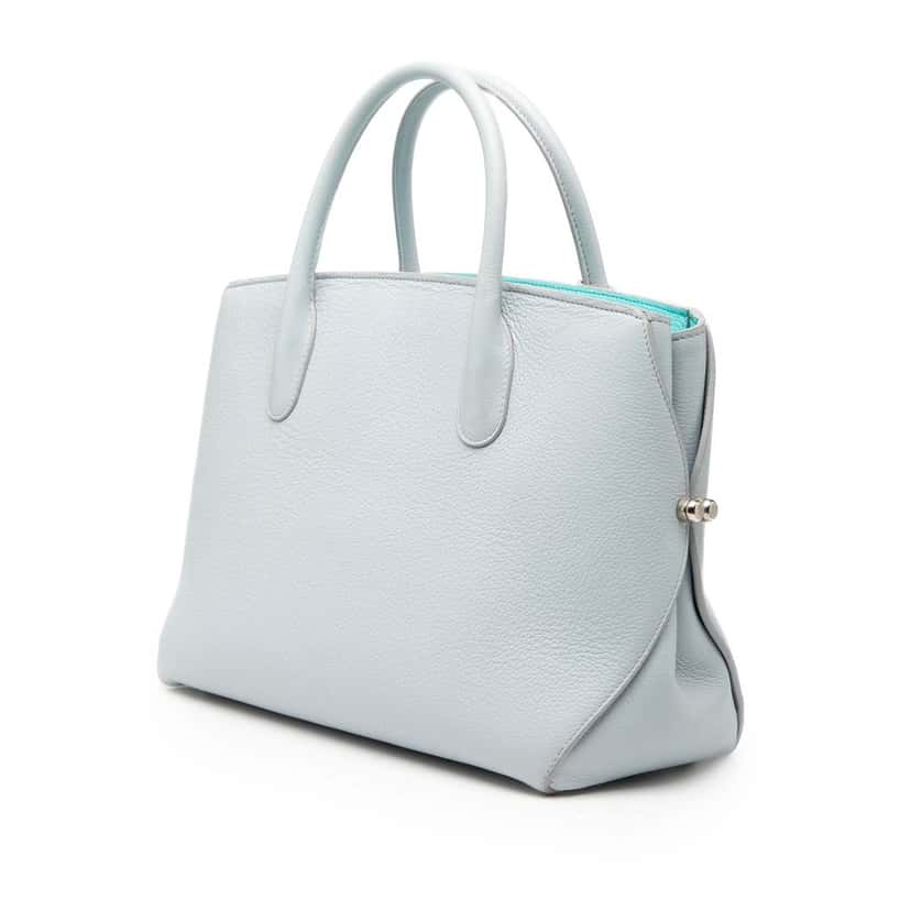 Dior Large Supple Grained Calfskin Open Bar Tote Blue Leather Very good condition - Back View